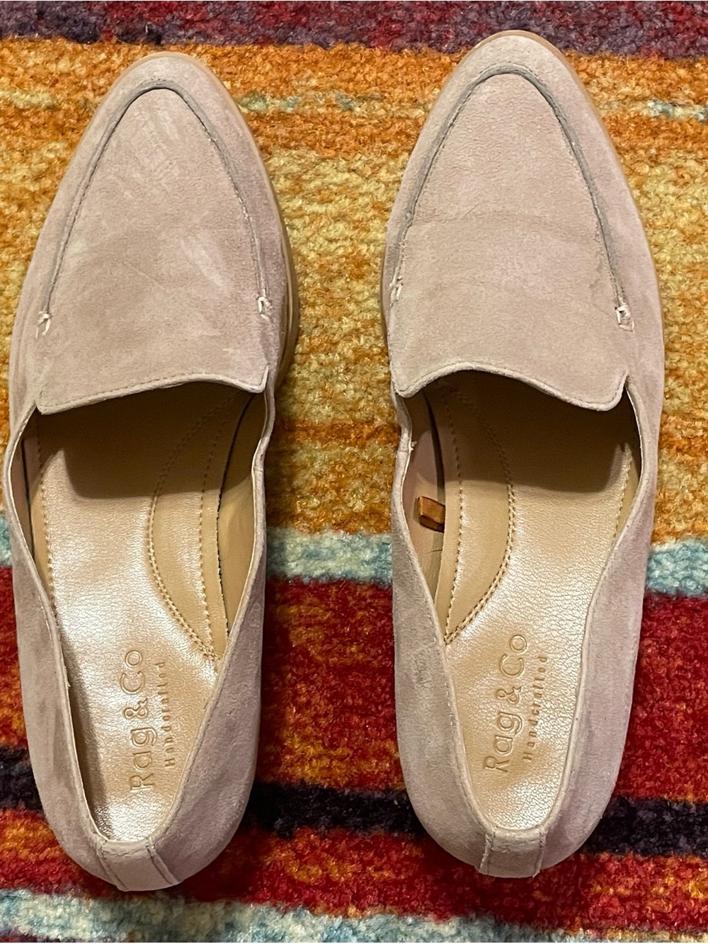 Rag & Co Suede Slip-On Loafers in Light Taupe
